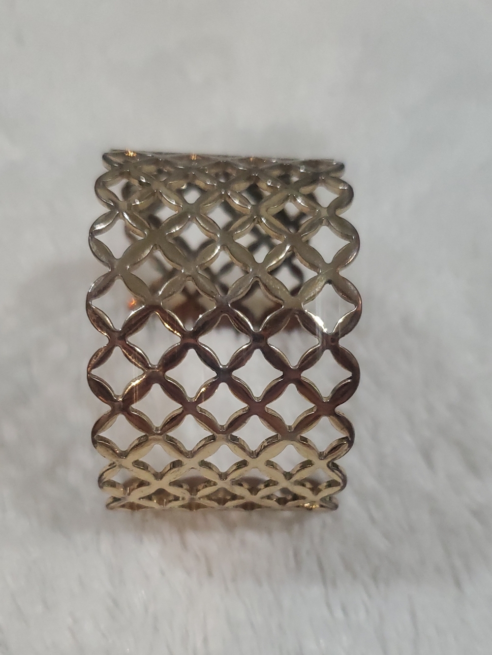 Gold Lattice Wide Cuff Bracelet - Women Jewelry
